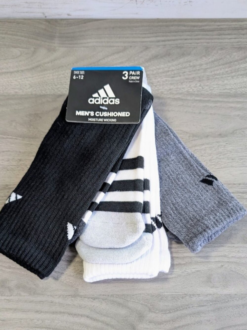 Adidas Crew Socks Cushioned Stretch Men Large 6-12